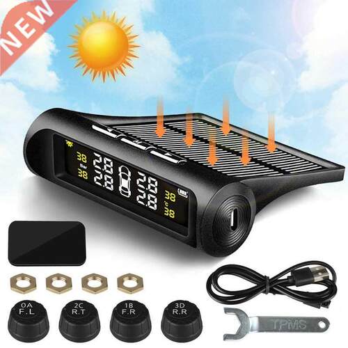 Wireless Solar Tpms Car Tire Pressure Temperature Monitorin