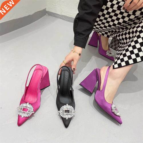 Summer Women's Wear-resistant Sandals Flat Square Toe Satin