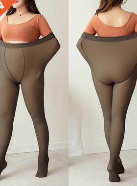 Plus Size Fake Translucent Leggings 90g Women High Waist Sli