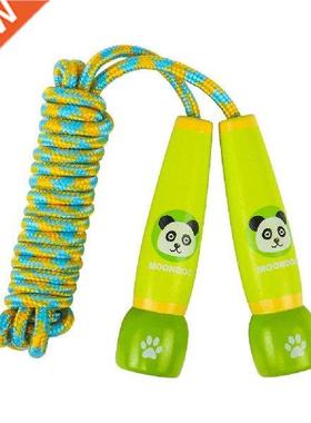Multi-Color Cartoon Animal Child Wooden Handle Skipping