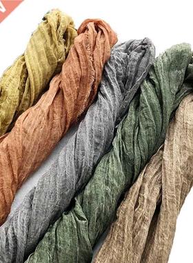 Japanese Style Linen Cotton Tassel Scarf Men Scarf For Bufan