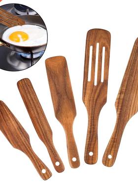 5 Pack of Wooden Spurtles Set,Natural Teak Wooden Kitchen