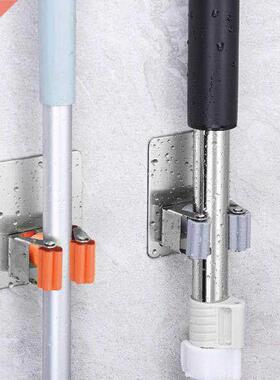 04 Stainless Steel Hooks Multi Wall Mounted Mop Organizer H