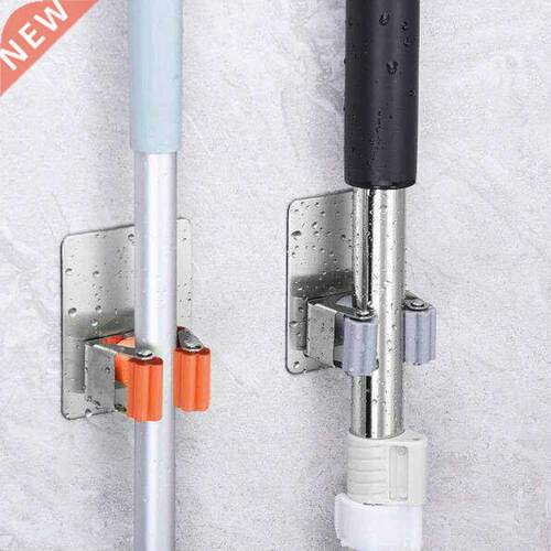 04 Stainless Steel Hooks Multi Wall Mounted Mop Organizer H