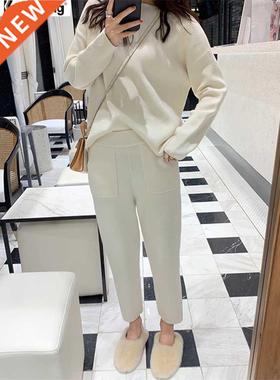 Women Sweater Two Pece Kntted Pants Sets Slm Tracksut Ch