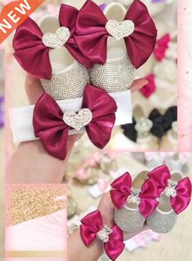Dollbling Rhinestones Baby Girl shoes First Walker Headband