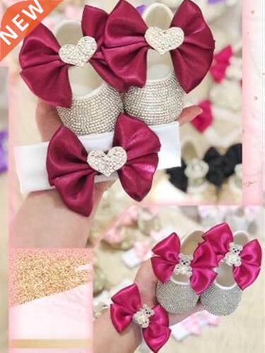 Dollbling Rhinestones Baby Girl shoes First Walker Headband