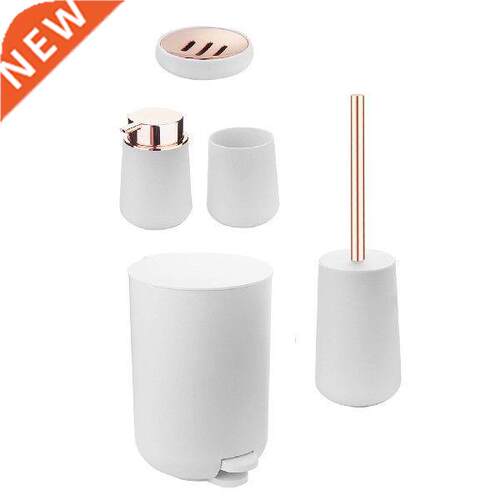 5Pcs Bathroom Accessories Set Toilet Brush Soap Dish