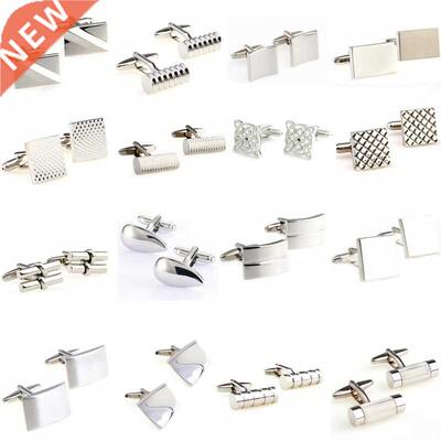 Siver Color Stainless Steel Metal Cufflink Cuff Link 1 Pair