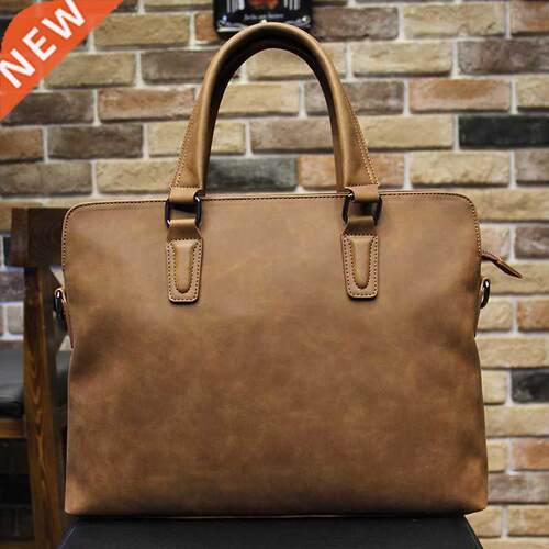 Crazy Horse PU Leather Men Briefcase 2022 Business Computer