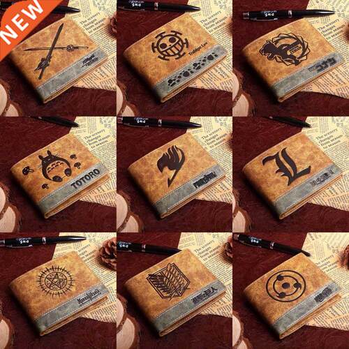 PU Khaki Short Wallet of JOJO Pirate King Skull Death Note F