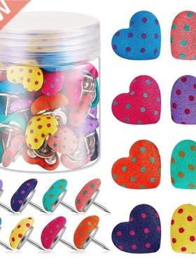 60pcs Colorful Heart Pushpins Decorative Heart-shaped Pushpi