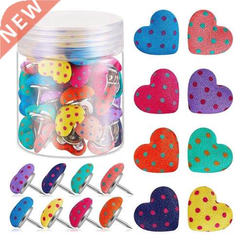 60pcs Colorful Heart Pushpins Decorative Heart-shaped Pushpi