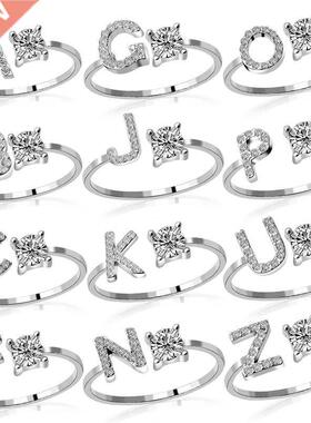 1PC Shining Rhinestone Mosaic 26 Letters Initial Ring New Fa