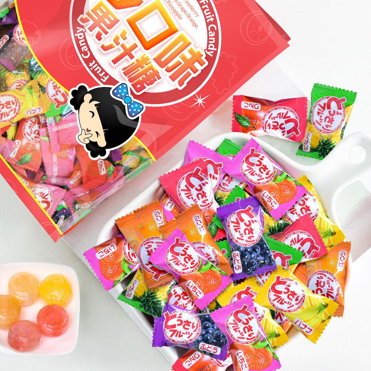 马来西亚可康牌多口味果汁糖1kg喜糖口感清香6种果味 进口食品