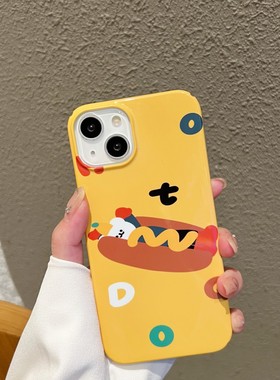 可爱黄色热狗适用华为iphone14promax菲林手机壳少女安卓OPPO苹果12/13新款小米防摔VIVO