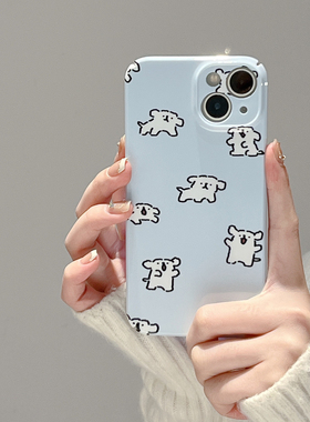 ins浅蓝色可爱小狗适用华为iphone14promax菲林手机壳少女安卓苹果12/13新款小众防摔