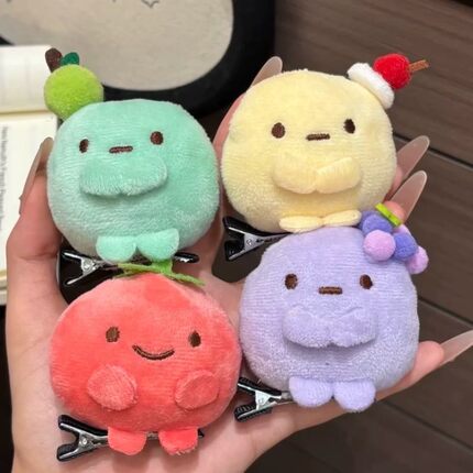 新款日系可爱角落生物高颜毛绒发夹卡通圆子公仔发饰头饰新款发卡