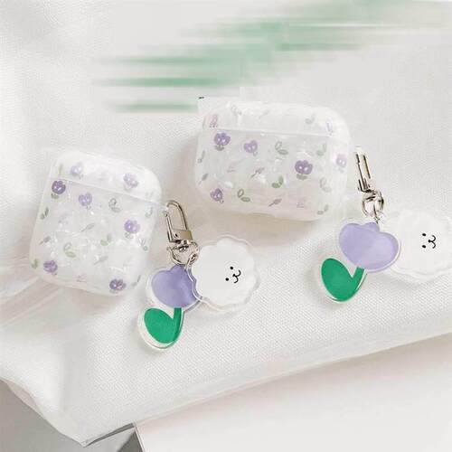 For AirPods Pro /airpod /AirPods 2 Case Cute bear flower tu