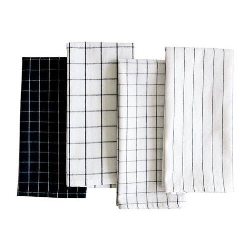 8条装 Cotton black kitchen towels纯棉洗碗抹布厨房擦盘黑格子