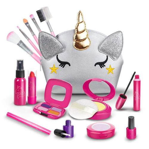 Pretend Play Makeup Toys for Girls Fake Make Up Kits Bag Tod