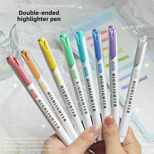 candy color double-headed highlighter marker pen双头荧光笔