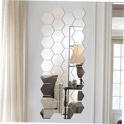 12Pcs 3D Mirror Wall Sticker Home Decor Hexagon Decorations