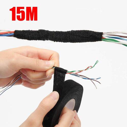 15 Meter Heat-resistant Fabric Tape Black Adhesive Electrica