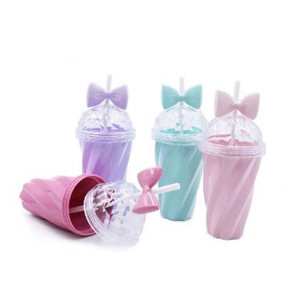 Reusable Cups Portable Gift Bow With Lid Candy Color Straw