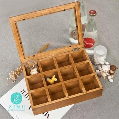 new 1pcs wood tea storae box, 12 equally divided compamen