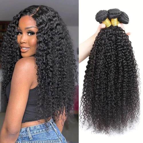Mongolian Kinky Curly Human Hair Bundles Natural Jerry Curl