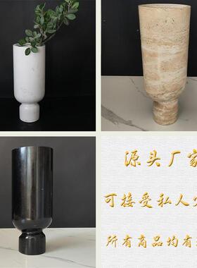 现代简约天然大理石家居装饰插花器摆件客厅民宿软装饰品创意花瓶