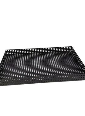 现代简约镂空托盘长方形黑色金属客厅茶几茶盘装饰摆件软装饰品