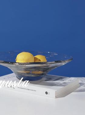 现代极简轻奢玻璃水果盘托盘收纳盘摆件样板间茶几餐桌面软装饰品