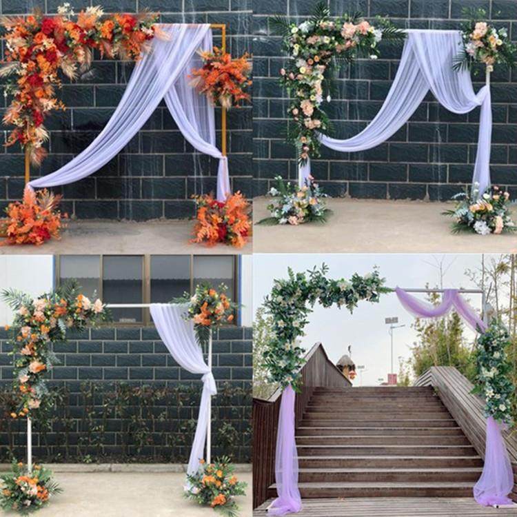 新款婚庆道具森系铁艺拱门婚礼户外几何花门舞台背景摆件三角花艺