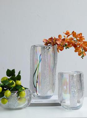 简约轻奢渐变透明琉璃加厚玻璃花瓶客厅电视柜插花软装样板房摆件