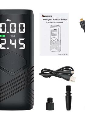 便携式车载无线充气泵多功能数显轮胎电动打气泵2500mA车用冲气泵