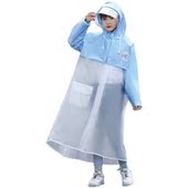 儿童雨衣小学生男女童长款 全身防暴雨拉链初中生上学带背包位雨披