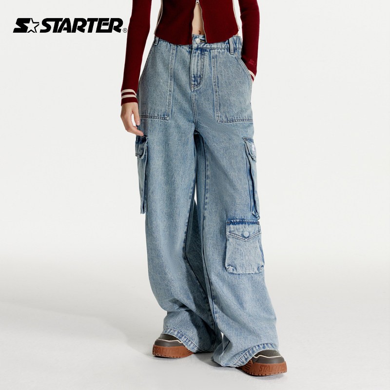 STARTER | 牛仔长裤女款24年春季新款经典街头复古高腰工装牛仔裤