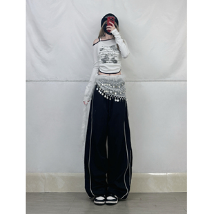 XXBUNI 甜辣kpop女团跳舞上衣女短款性感露肩跳舞服装修身长袖t恤