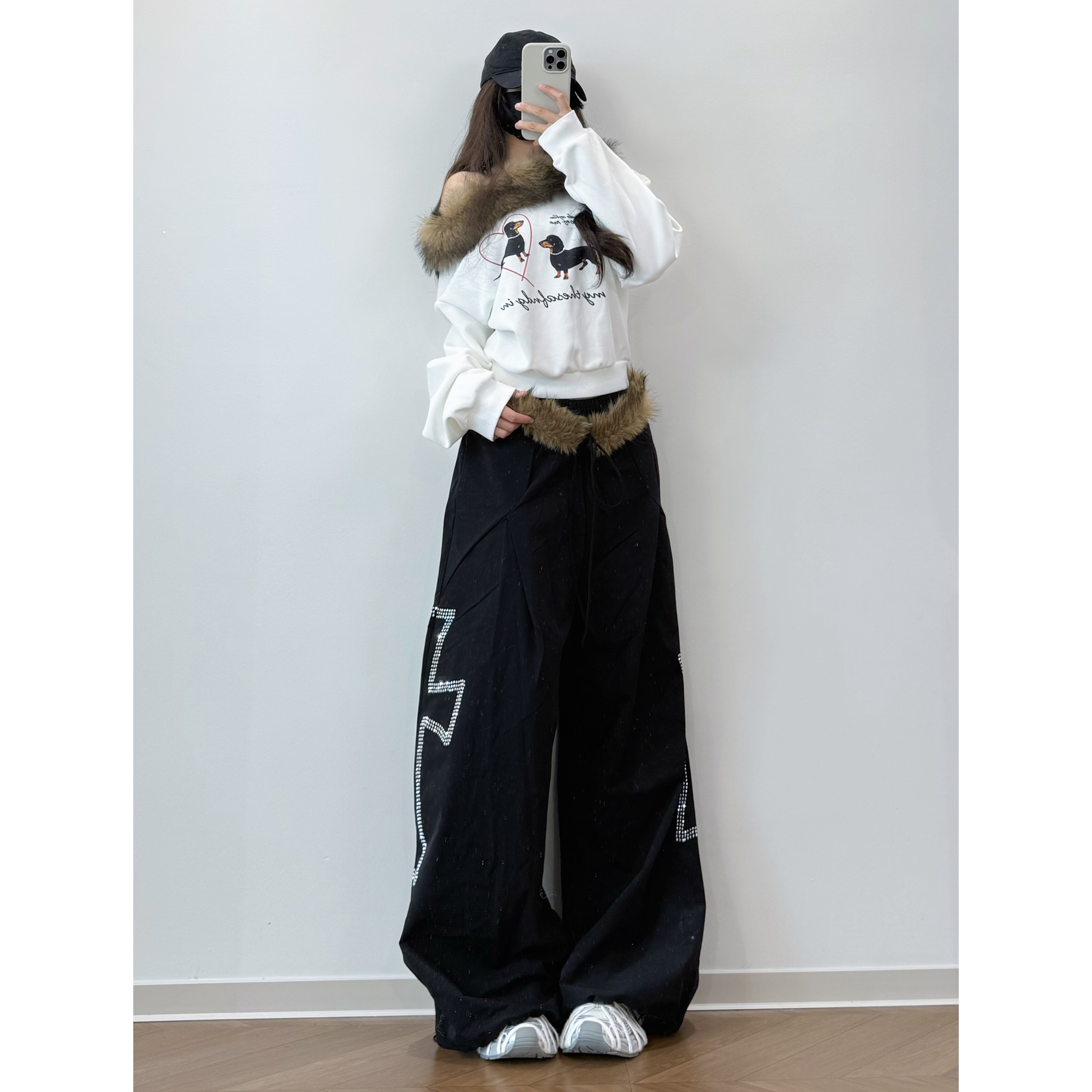 XXBUNI冬季毛领跳舞裤女十字架闪钻宽松阔腿裤爵士舞jazz休闲裤子,女装/女士精品,休闲裤,淘宝优惠券,粉丝福利购,淘宝优惠卷