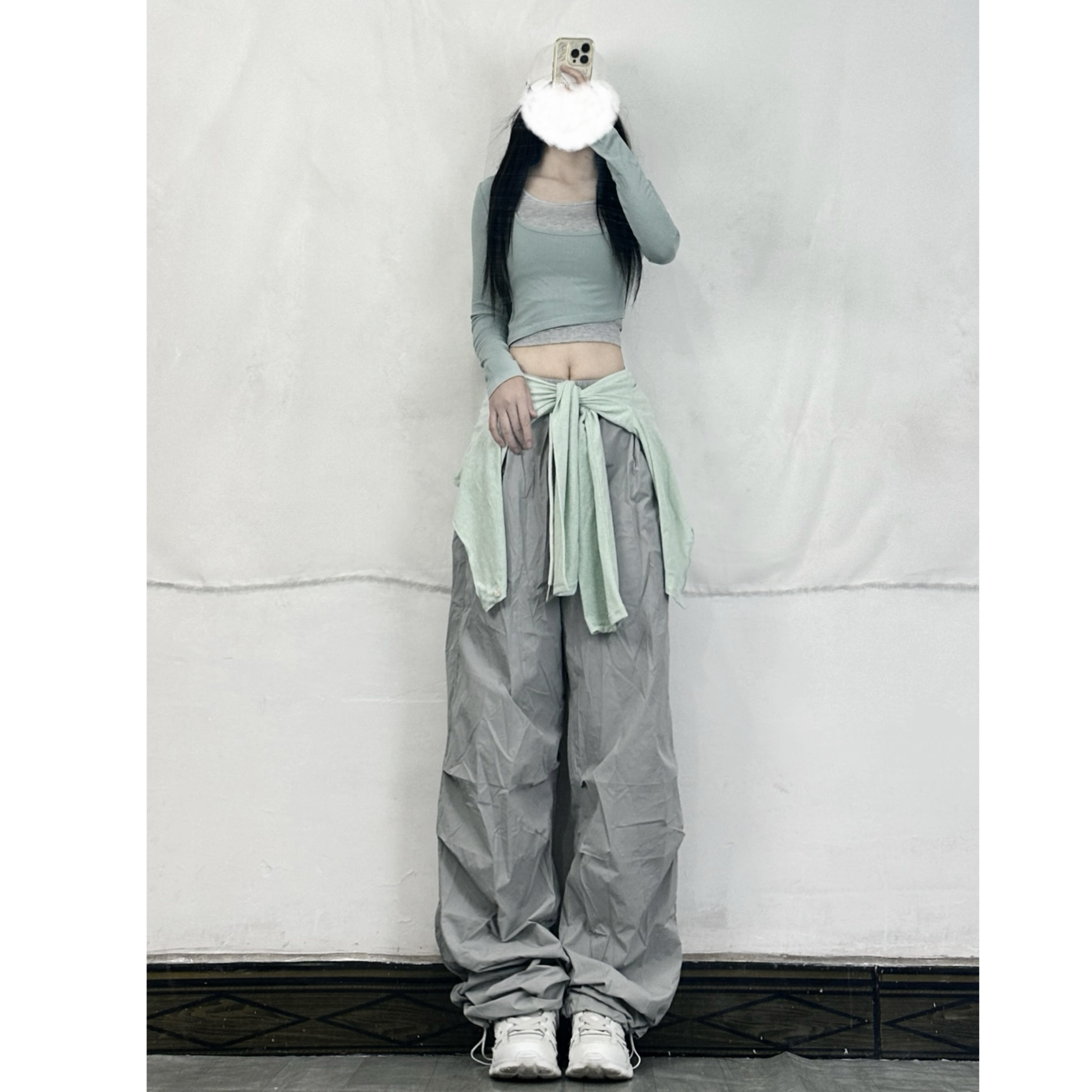 XXBUNI jazz跳舞练舞服撞色假两件上衣女修身爵士舞短袖辣妹T恤潮