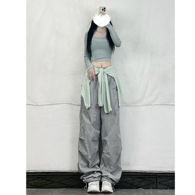 XXBUNI jazz跳舞练舞服撞色假两件上衣女修身爵士舞短袖辣妹T恤潮