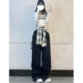 XXBUNI 露脐上衣ins潮 修身 爵士跳舞Jazz上衣女辣妹红色长袖 女短款