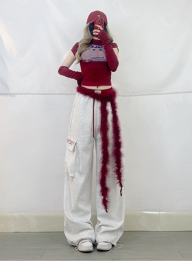 XXBUNI Kpop女团风跳舞上衣女猫咪印花上衣可拆卸jazz长袖背心T恤