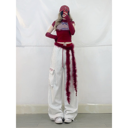 XXBUNI Kpop女团风跳舞上衣女猫咪印花上衣可拆卸jazz长袖背心T恤