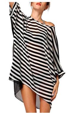 Jacket Beach Bikini Coverup Swimsuit Dress Beach Striped