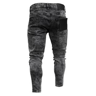 Jeans Mens Slim Men Pants Snowflake Zipper Skinny Casual