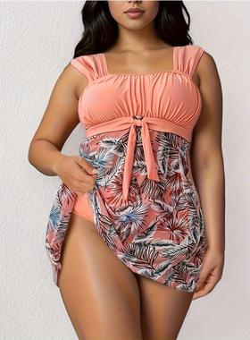 Sexy belly-covering slimming color-blocked big-chested