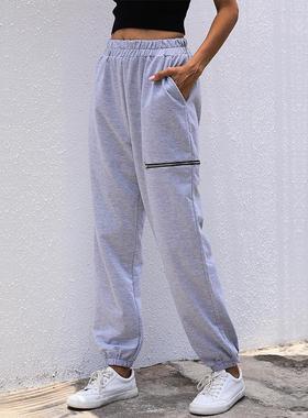 high grey pants pants color sports leg solid Womens waist